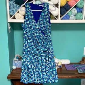 Luxe by Carne Marc Valvo Faux Wrap Blue Sleeveless